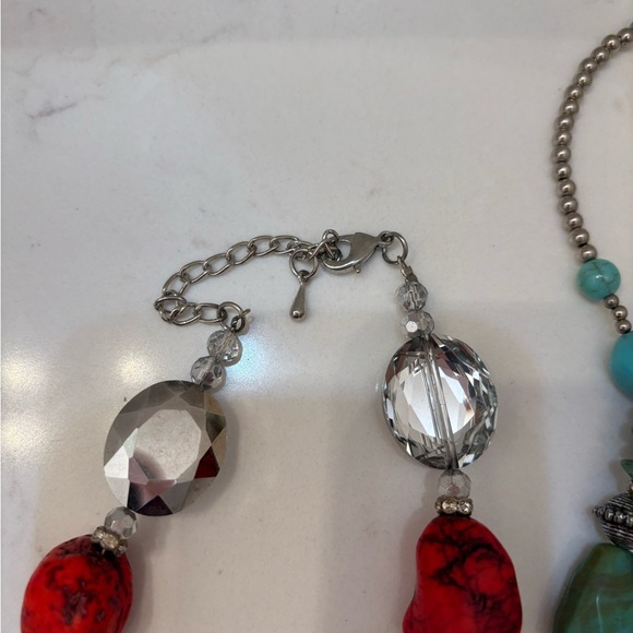 *BUNDLE OF 2* Turquoise and Red Beaded Necklace Set - Picture 6 of 6